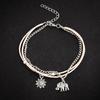 1Set Women Bohemian Beaded Elephant Sun Chain Anklet 3 Layers Jewelry