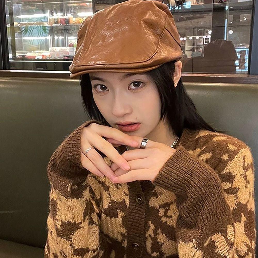 

Literary Style Newsboy Hat Adjustable Retro Sun Cap Vintage Berets Hat Winter Autumn