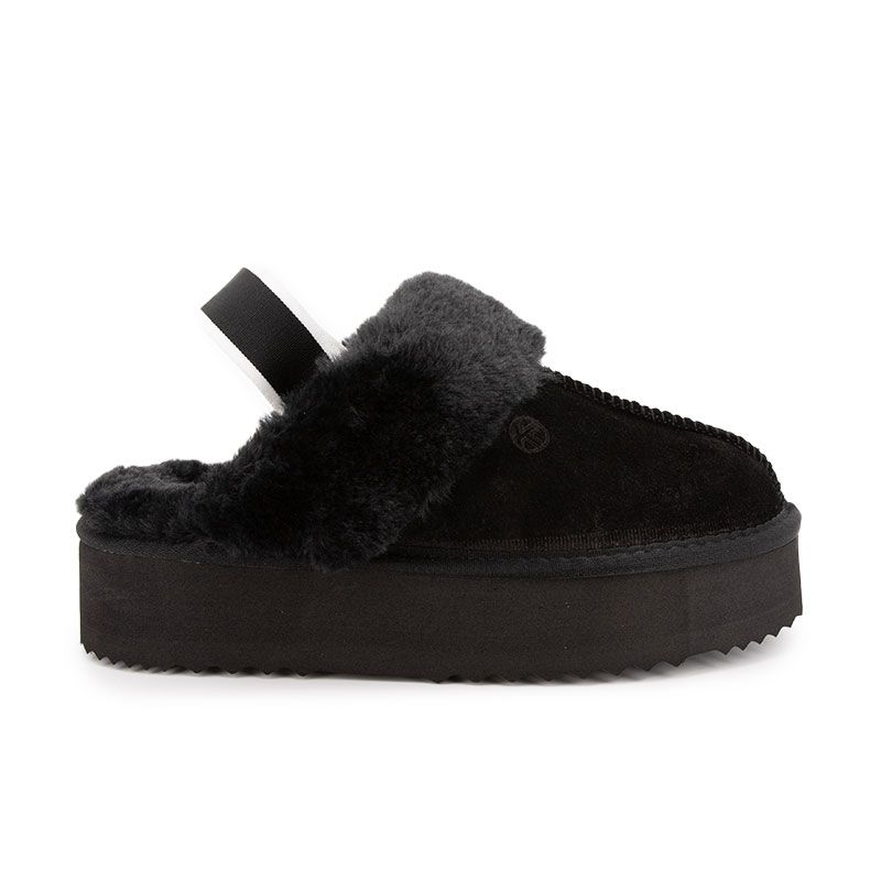 Mules en cuir fourrées avec élastique Femme KELARA