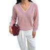 2026 Autumn/Winter V-neck Color Block Loose Long Sleeve Sweater - Fresh Sweet Style