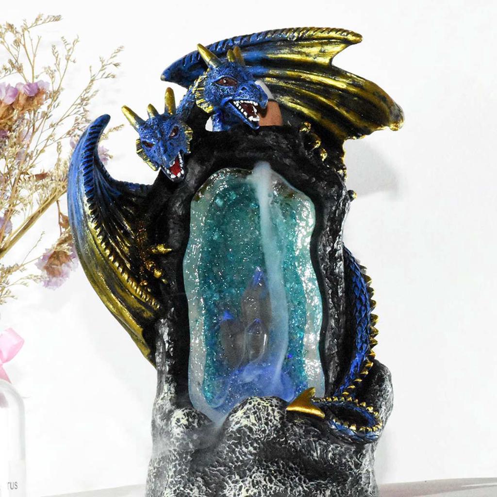 Dragon Backflow Incense Burner Ceramic Waterfall Incense Holder Censer with Cones Aromatherapy Home Decoration