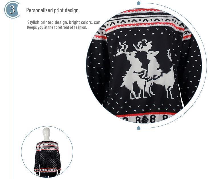 European & American Autumn/Winter Christmas Pullover: Printed Long-Sleeve Round Neck Loose Sweatshirt (SWYS009)
