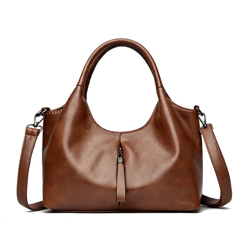 Cross Border Handbag, Women's New Style, Mom's Soft Leather Shoulder Bag, Commuting High-end Feeling, Large Capacity, Versatile