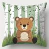 4-piece printed pillowcase set. Cartoon forest animal pattern, suitable for room decoration, living room and sofa decoration