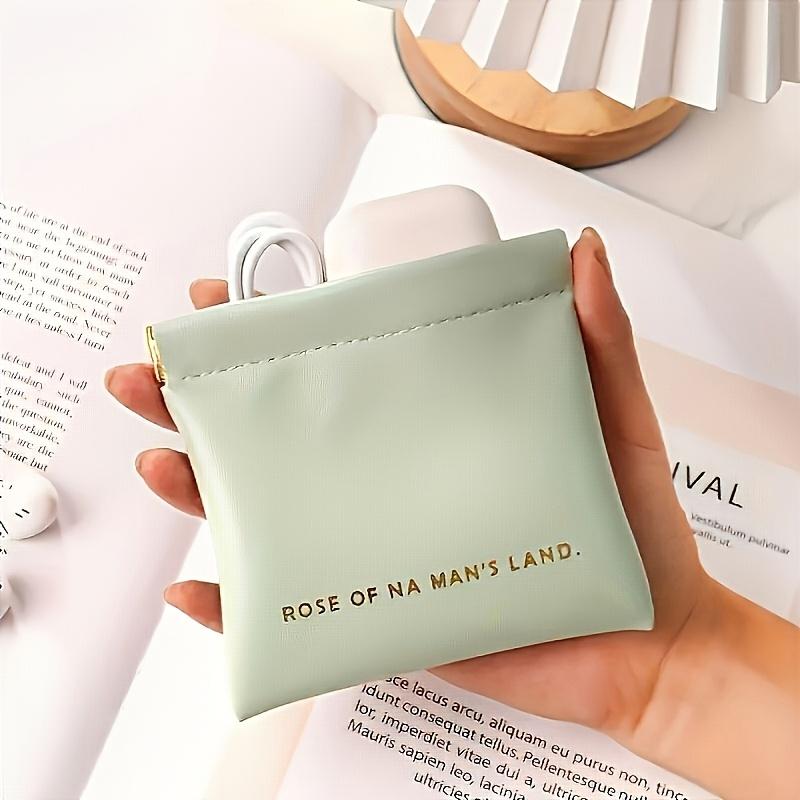 1pc Multifunctional Faux Leather Storage Bag Waterproof, Lightweight, Portable Travel Pouch for Headphones, Lipstick, Makeup, Sanitary Napkins