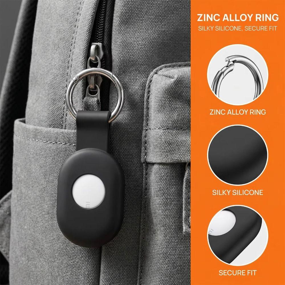 Silicone Protective Case Full Coverage Anti-Scratch Tracker Cover with Keyring Anti-lost Locator Holder Shell for Xiaomi Tag