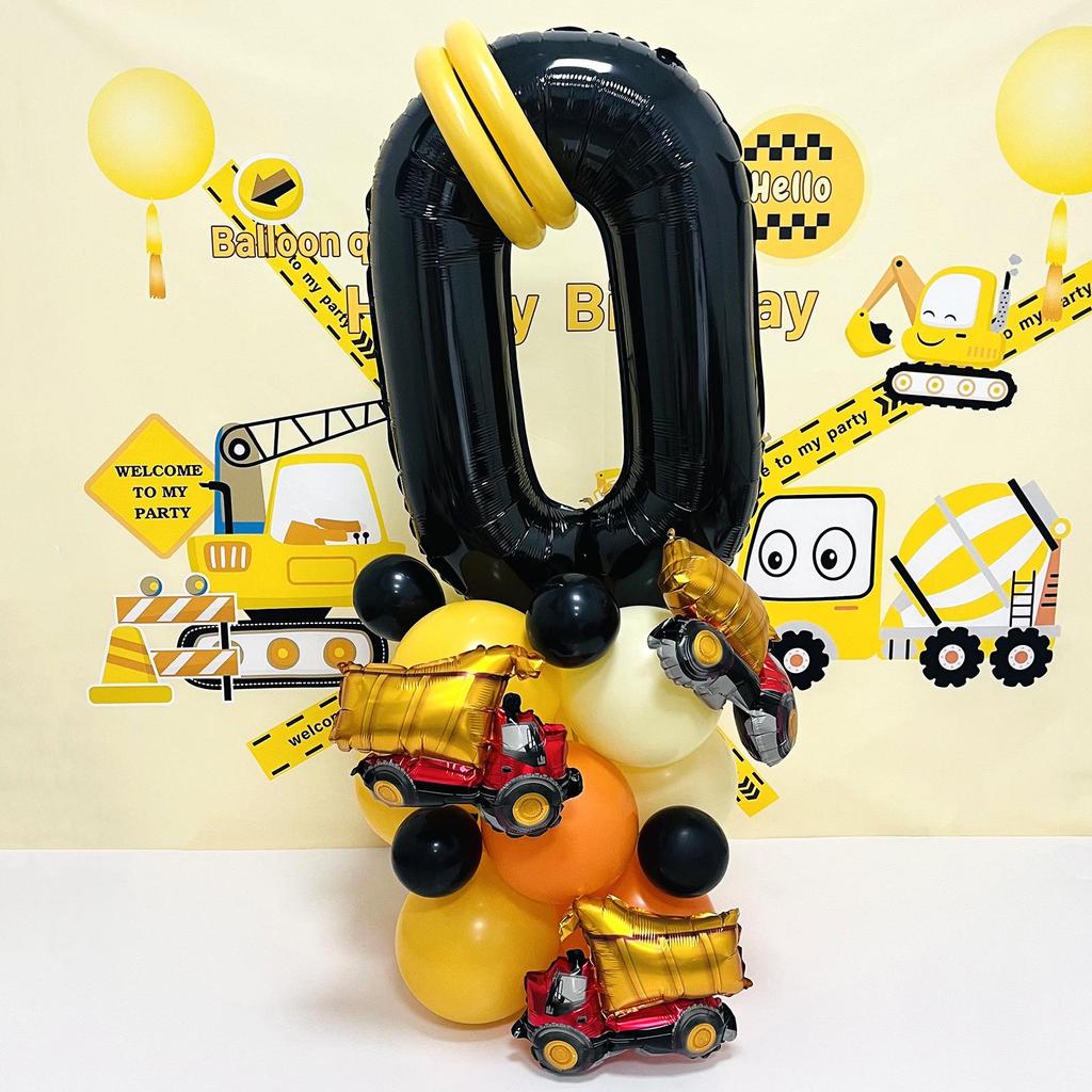 32" Black Car-Themed Number Balloon Set for Events