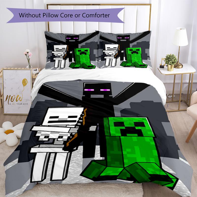 Minecraft Duvet Cover Set Suitable For Bedrooms Machine Washable Christmas Gift