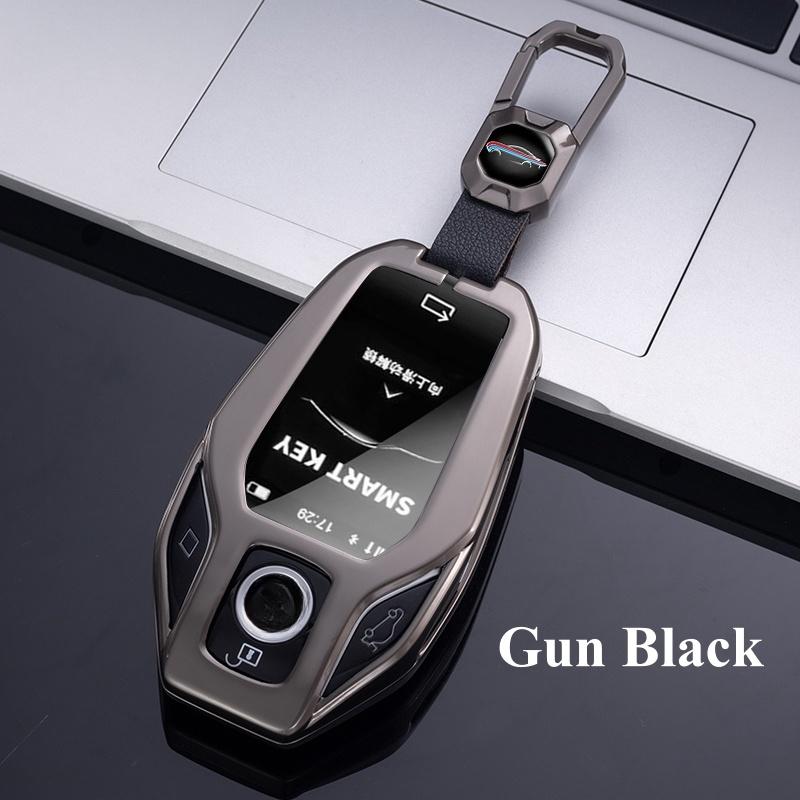 

Модный металлический цинковый чехол для дистанционного ключа автомобиля, держатель для BMW 5 7 серии G11 G12 G30 G31 G32 i2 i8 X3 X5 X7 X4, корпус ключа со светодиодным дисплеем чёрный