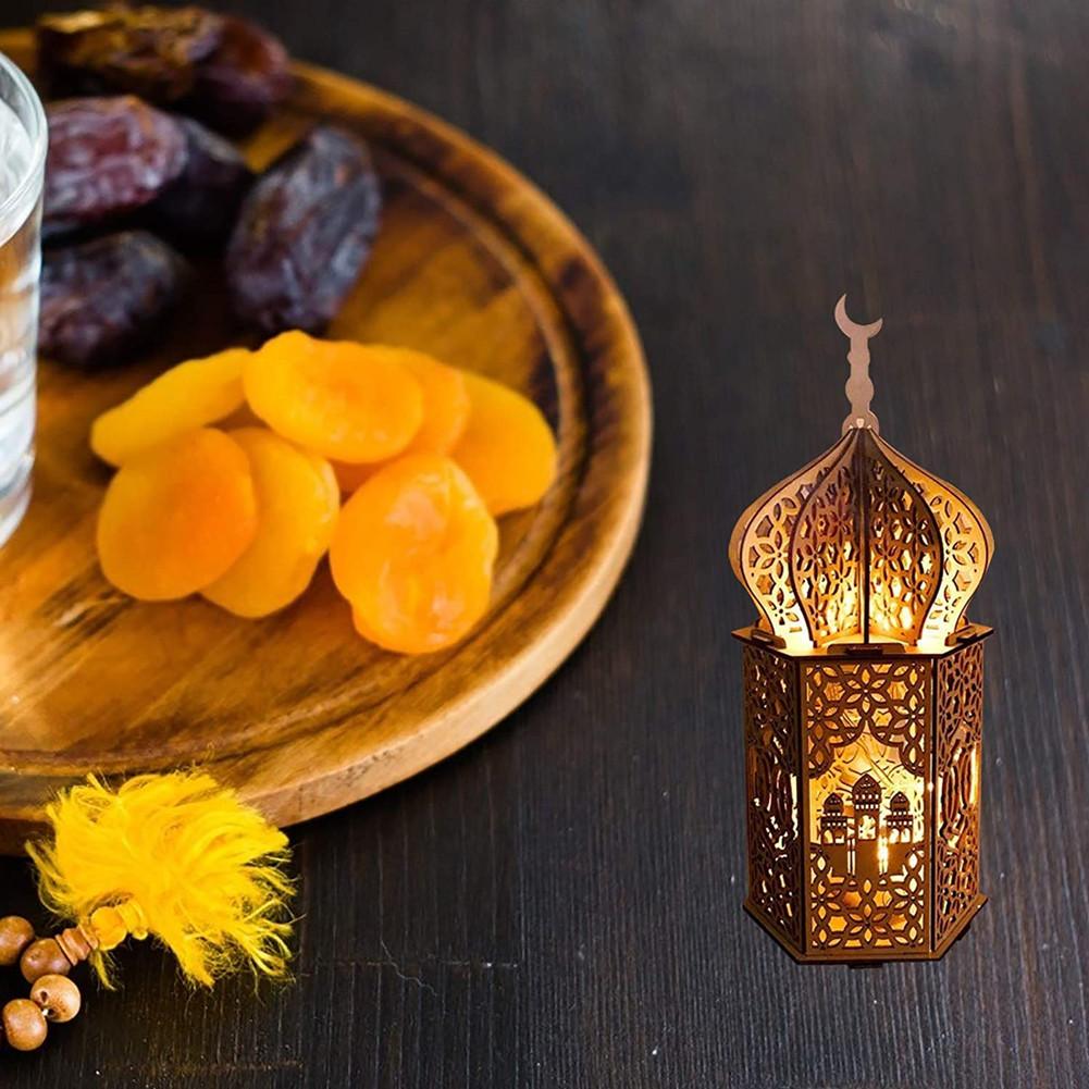 Wooden Ornament Decorative Led Light Party Supplies For Muslim Festival Eid Mubarak Decoration
