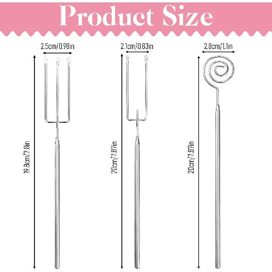 3 Piece Chocolate Dipping Tool, Stainless Steel Candy Dipping Tools, Chocolate Dipping Tools Set Dipping Fork, Fondue Fork, Spiral Fork, Candy Dipper