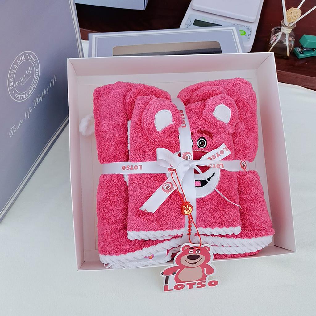 Erdbeerbär Handtuch Geschenkbox Set Zweiteiliges Set Mattierte Handgeschenktasche Brautjungfern