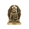 Metal Bodhisattva Sculpture with Aged Finish and Integrated Round Base for Desk, Windowsill, Tea Table, Entryway, or Shelf Placement