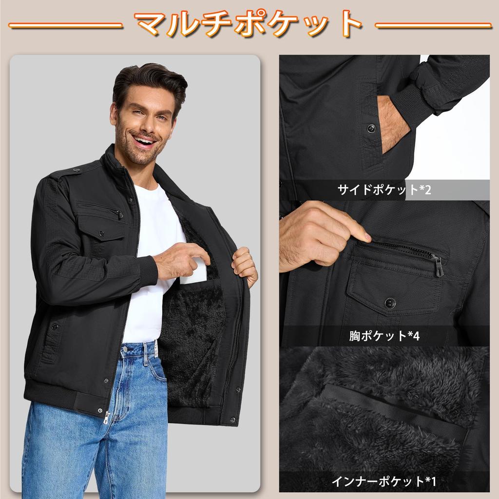 KEFITEVD Stand Collar Work Solid Size 3XL Men's Jacket, Windproof, Fleece-Lined, Outerwear, Outdoor, Streetwear, Color, Winter, Black,