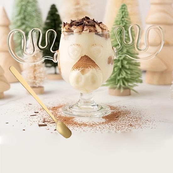 Christmas Deer Mug 240ml Clear Glass Elk-Shaped Cup Xmas Vacation Movie Coffee Mugs Gifts for Family Friends Party Drinking Supplies
