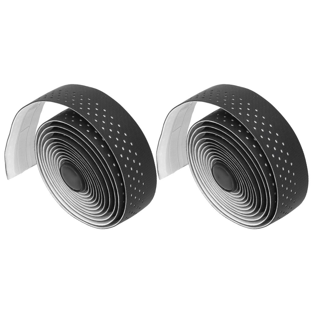 Road Bike Breathable Handlebar Tapes Bicycle AntiSlip Handle Grip Wraps with Bar Plugs(Black )