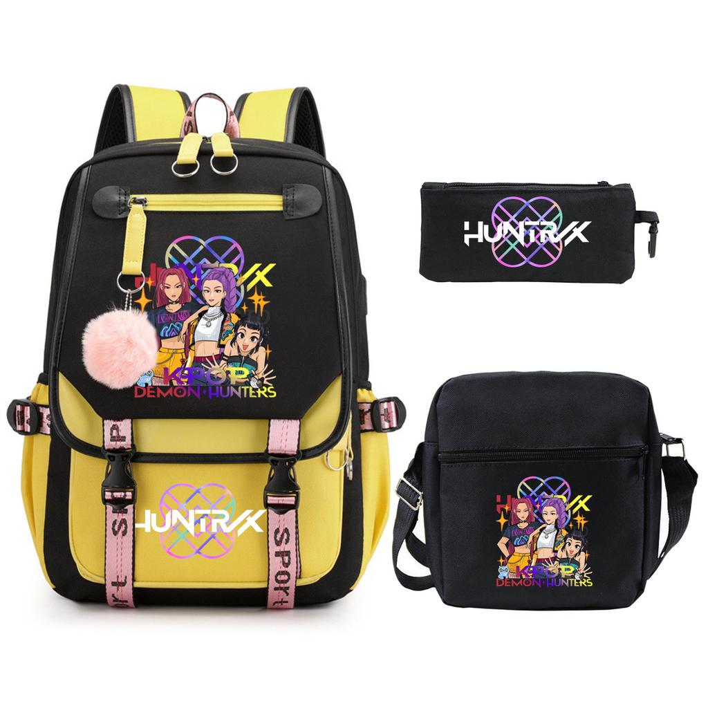 KPop Demon Hunters Korean version of student school bag children's backpack pencil bag set