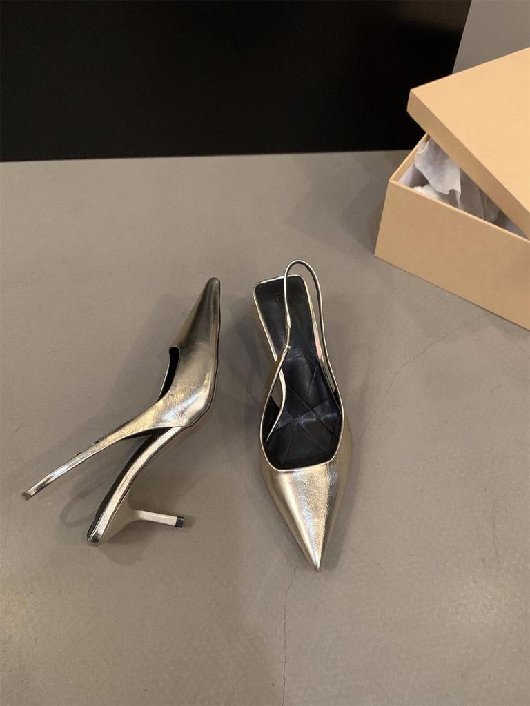 Fashion Sharp pointed temperament toe sandals new spring summer back air fashion elegant solid color versatile women's single shoes