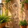 Natural Log Beads Hanging Ornament Vintage Metal Wind Chimes with Bells And Wishing Bottle, Rustic Witch Small for Windows Wood Ring, Bohemian