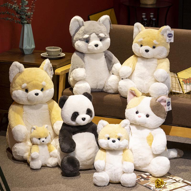 Lazy Animal Plush Toy Series: Shiba Inu, Husky, Panda, Tricolor Cat Cushion for Birthdays