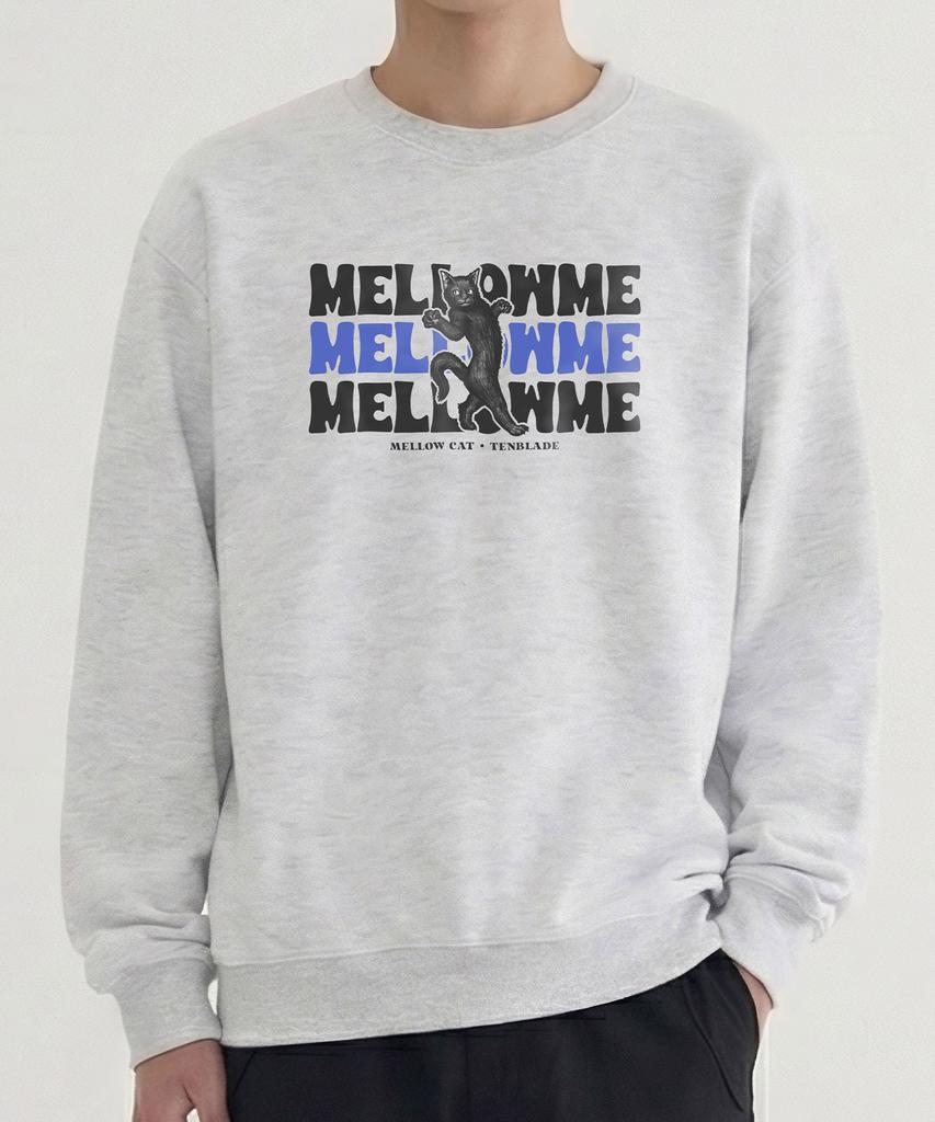 TENBLADE Premium Double-Sided/Fleece-Lined Mellow Cat Semi-Overfit 2-Color Graphic Sweatshirt