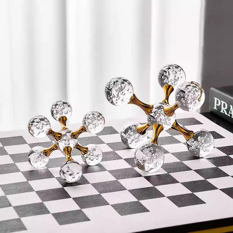 Modern Geometric Luxury Minimalist Molecular Glass Crystal Ball Ornaments Decor Home Room Table Decorative Crystal Figurines