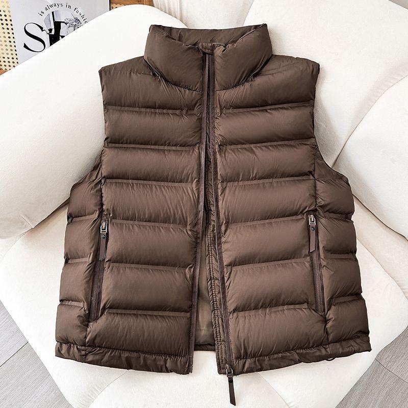 IHUASU Women's Fashion Casual Fall Winter Solid Color Print Sleeveless Jackets & Coats Down Coats