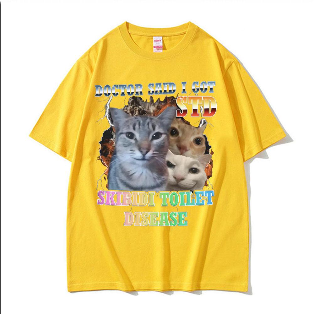 Doctor Said Icot Std Skibidi Toilet Disease Funny Cat Meme Tee Shirt Unisex Women Clothing Kawaii Cute High Quality Cotton Tshirts