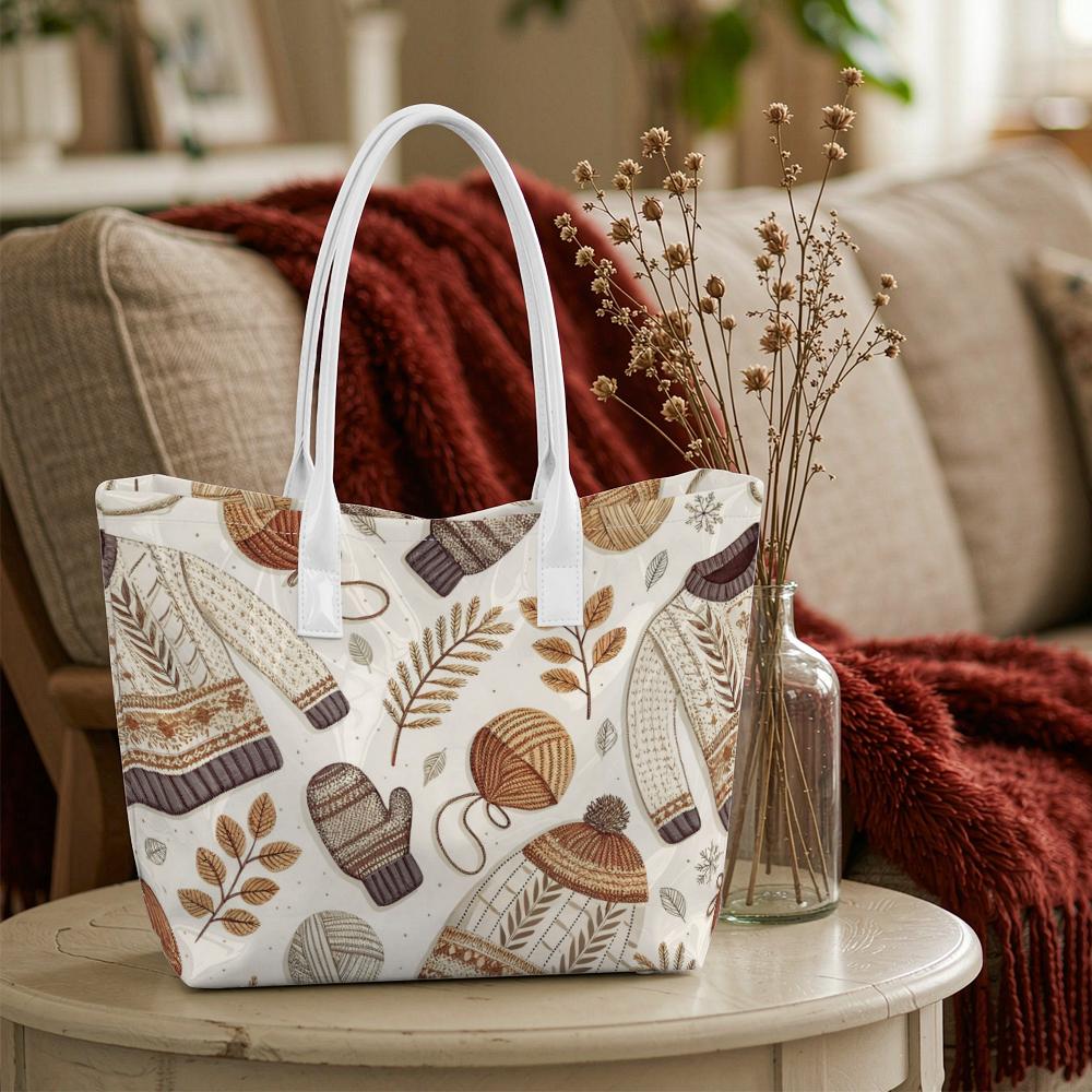 Autumn Winter Pattern Tote Bag Fashion Casual Large Capacity Shoulder Handbag for Daily Use 