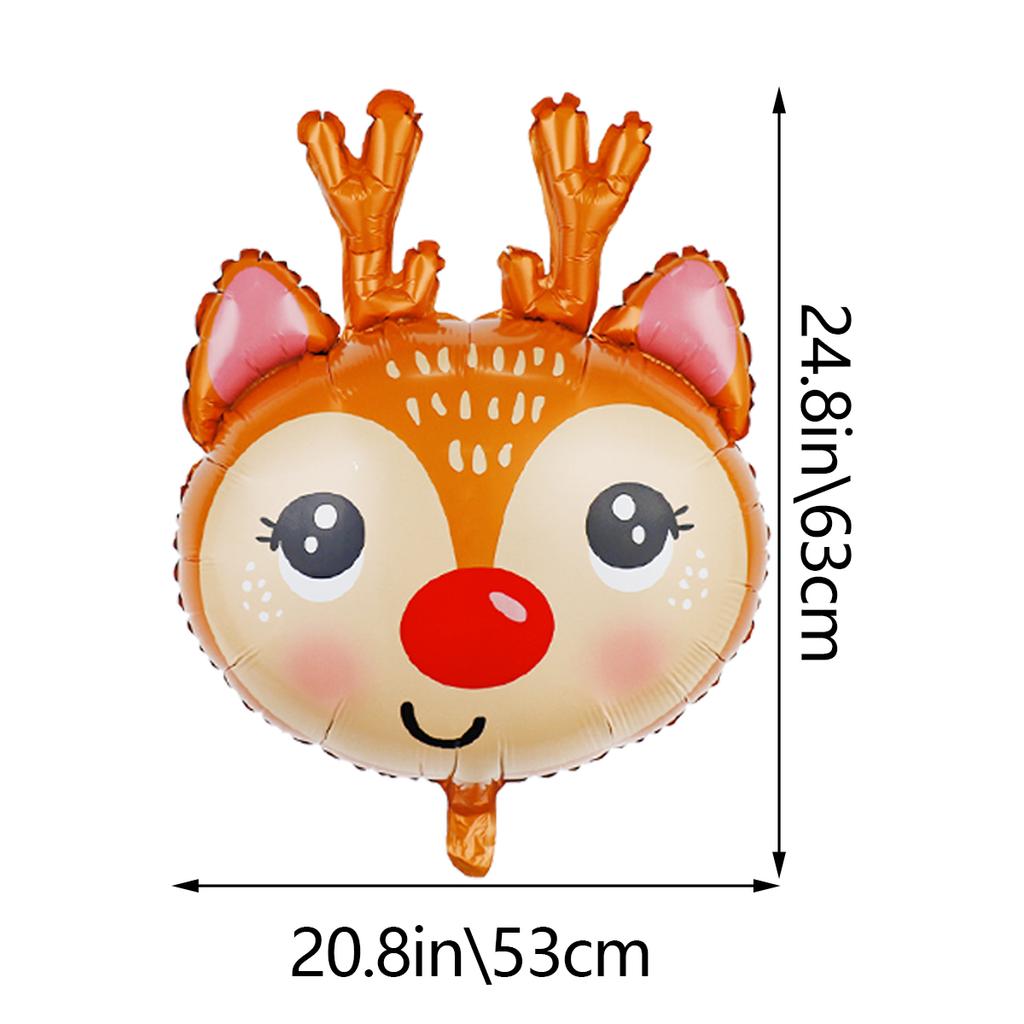1 szt. balon głowa renifera świątecznego, dekoracja na przyjęcie świąteczne, balon foliowy z czapką Mikołaja, balon na przyjęcie bożonarodzeniowe