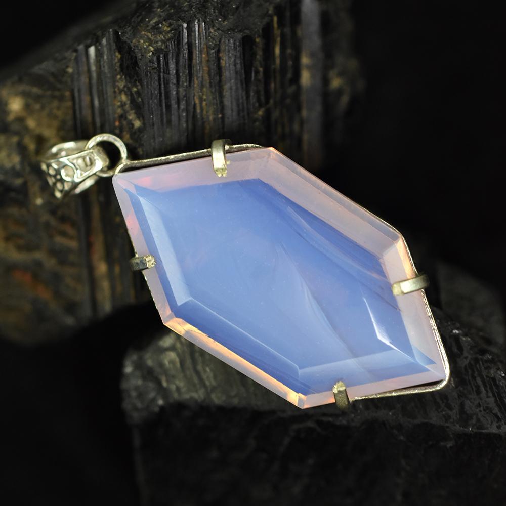 Fancy 107.35 Ct CERTIFIED Opal 925 Sterling Silver Multicolor Pendant For Him MY-PD-131-NS