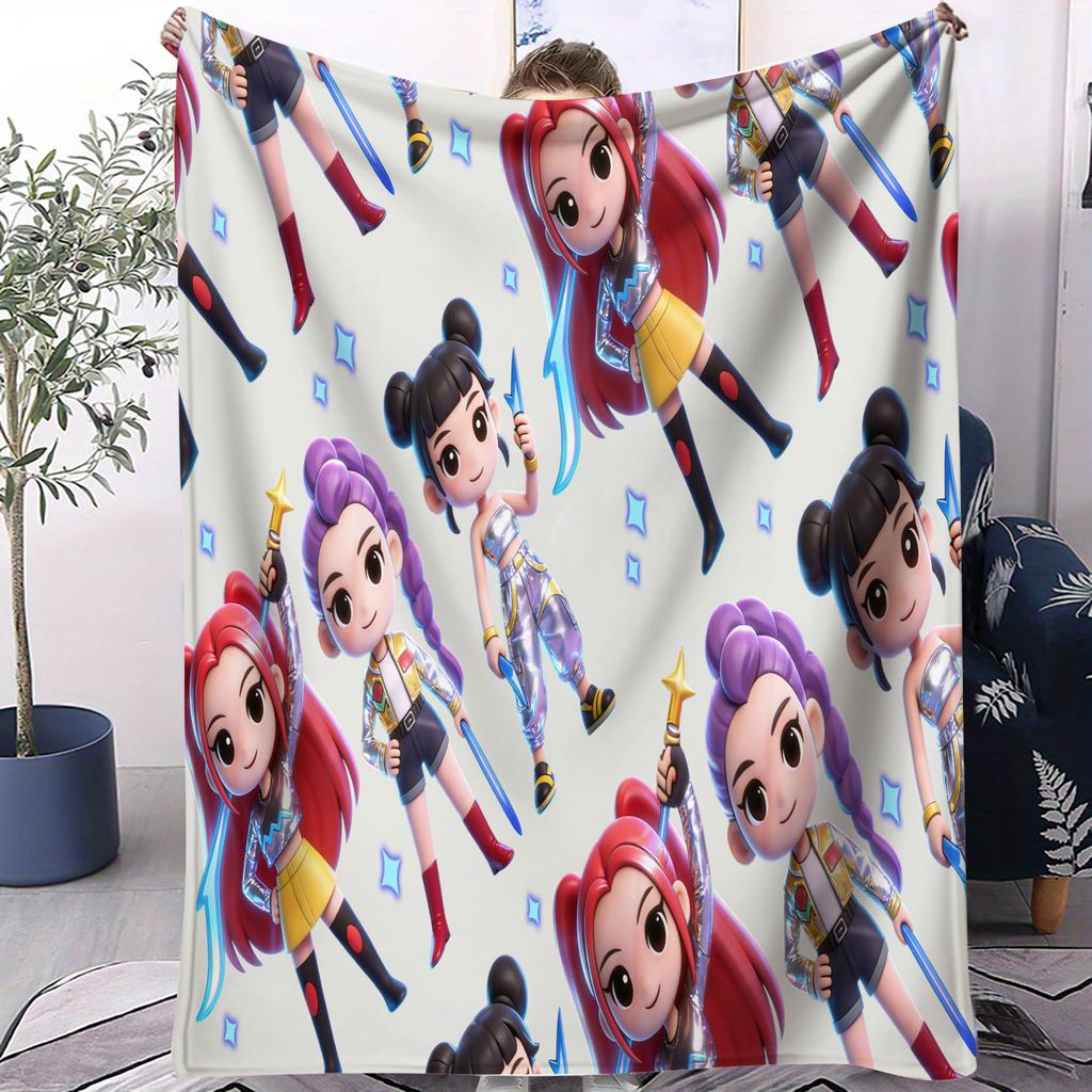 High Quality KPOP HUNTRX Devil Hunter Small Cover Blanket Fade Resistant For Bedroom Sofa Bed Office Nap Lunch Picnic Travel