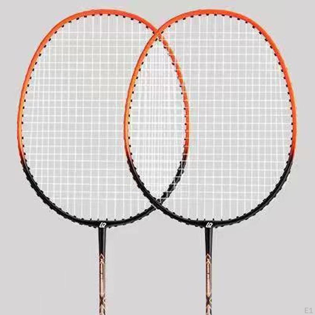 2x Badminton Rackets Lightweight Tennis Racquets for Lawn Gym Indoor Outdoor Orange