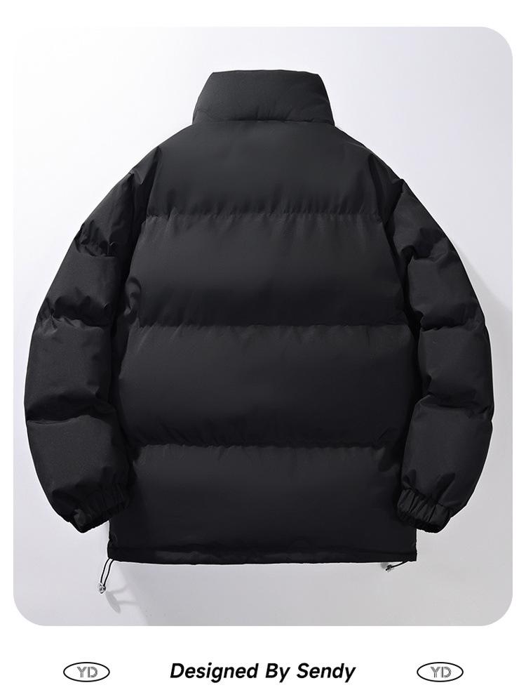 Men's Trendy Winter Stand Collar Puffer Jacket - Versatile, Warm, and Thickened Cotton Outerwear for Couples and Youth
