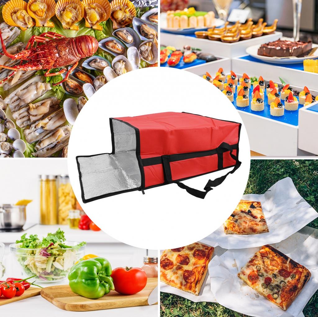 1PC Insulated Food Bag For Pizza Delivery Reliable And Easy To Open Black & Red
