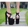 Fashion 2024 New Summer Thick Heels 18cm Hate Sky High Dance Runway Nightclub Super High Heels Platform Female Sandals 16 Cm Model