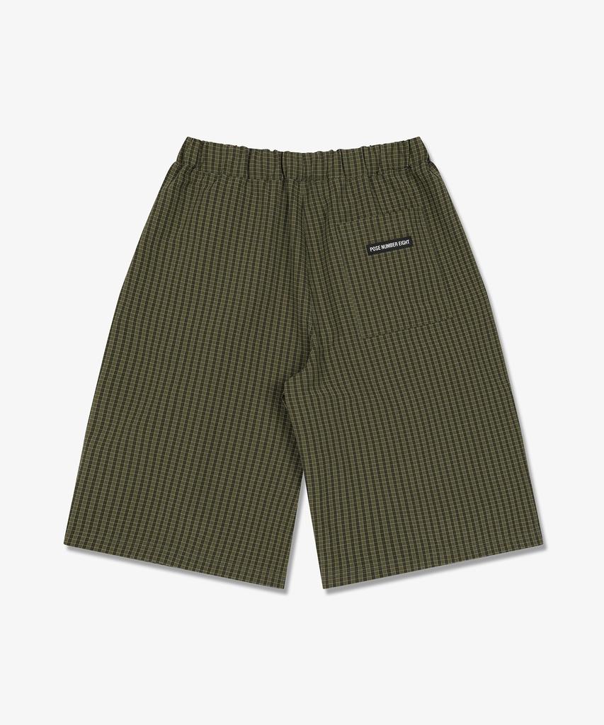 Pose Number Eight Two Tuck Check Bermuda Short (Olive)