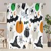 Spooky Halloween Print Curtains 2-Piece Polyester Set for Bedroom Living Room Study Gothic Holiday Window Decor
