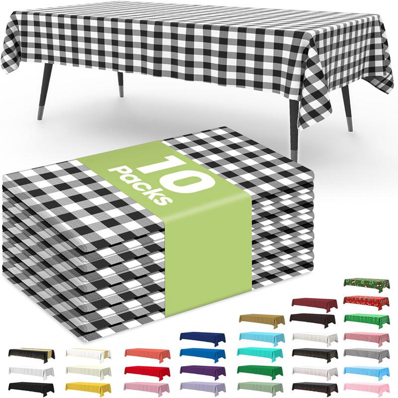 Thick Waterproof Disposable Plastic Tablecloth - Oil & Leak-Proof for Parties and Outdoor Dining