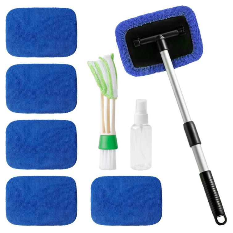 Telescopic Microfiber Car Window Cleaning Brush & Scraper