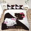 3pcs Hello Kitty Devil Angel Printed Bedding Set, Soft and Comfortable Quilt Cover for Bedroom, Guest Room (1 Duvet Cover + 2 Pillowcases, P
