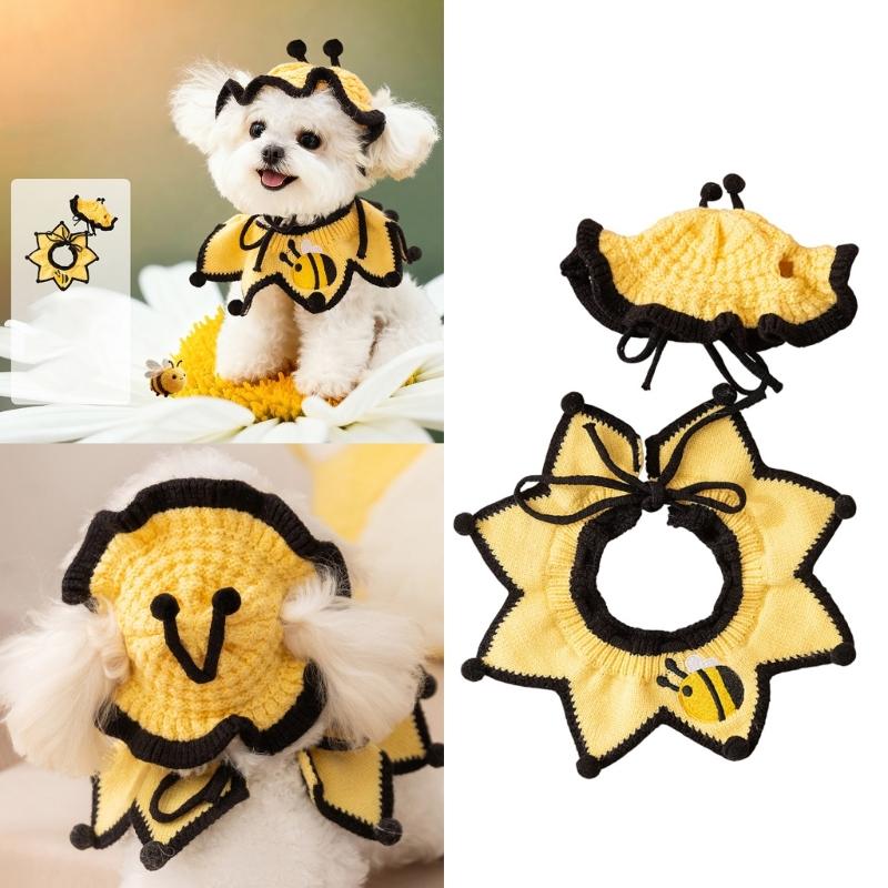 Holiday Dog Hat Collar Warm Thicken Weave Knitted Hat For Small To Large Animals Party Indoor Use