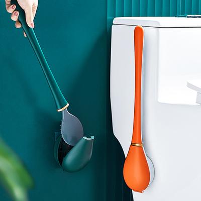 Spazzola per la Pulizia del WC con Manico Lungo Design a Testa Piatta Setole Rigide Rivestimento Antiaderente Resistente all'Usura Spazzola Scrubber per Tazza del WC