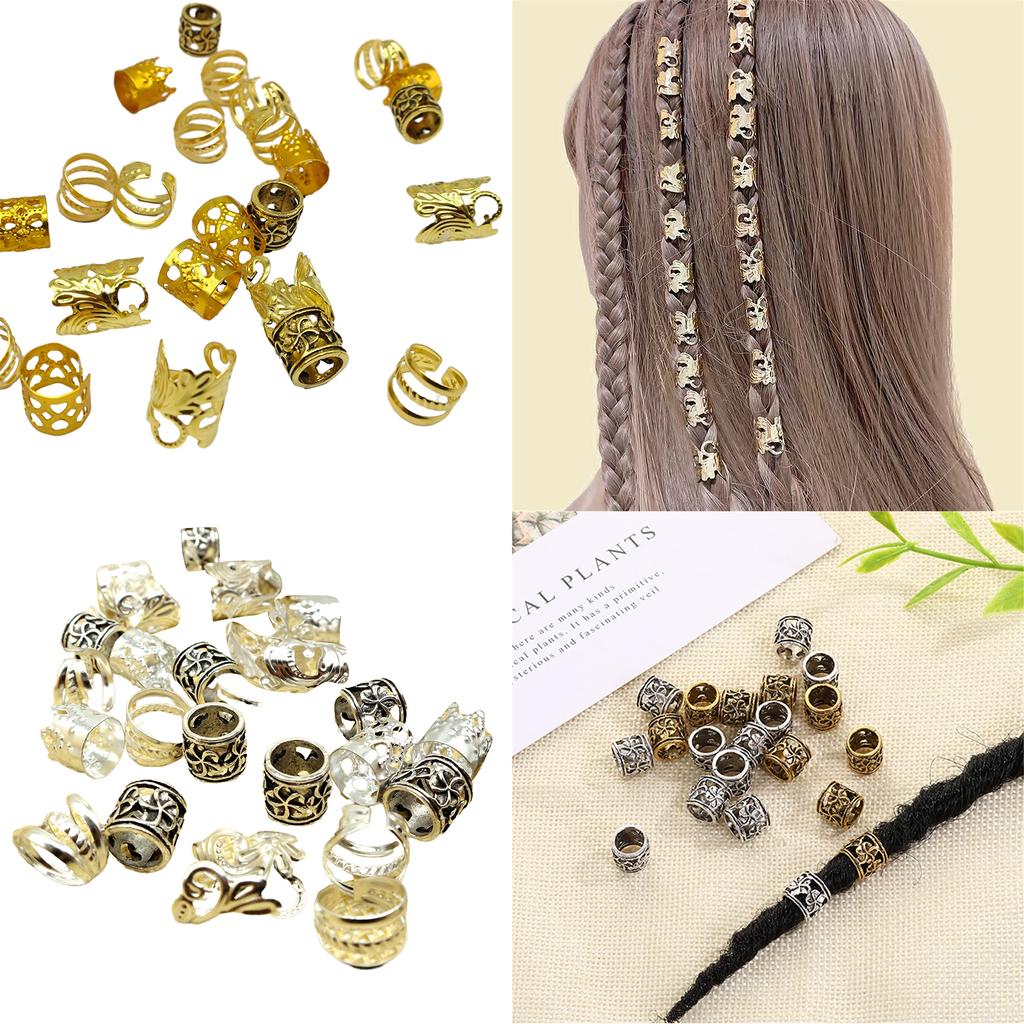 100 Pcs Hair Beads Loose Coil Hair Jewelry For Braid Hair Rings Dreadlock Bead Braid Rings Hair Clip Braid Clip