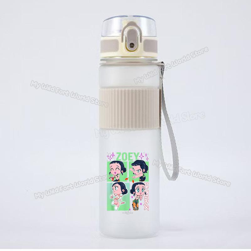550ml KPop Demon Hunters Kids Sports Water Bottle Rumi Mira Zoey Girl Straw Drink Cup Huntrix Cute Cartoon Bottle Birthday Durable Gift