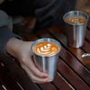 8Pcs Metal Drinking Mugs 350ml+80ml Portable Water Cups 304 Stainless Steel Camping Beer Cups for Outdoor Barbecue