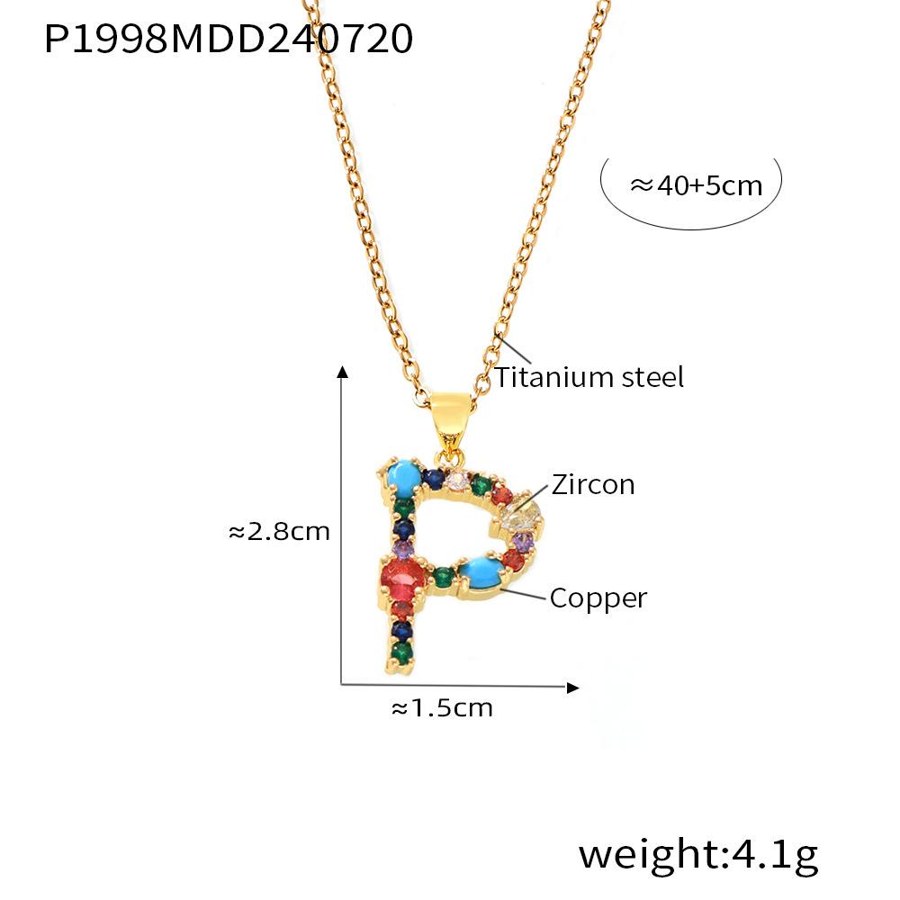 Zircon colorat cu microincrustație de cupru 26 de litere englezești, pandantiv individual personalizat, nișă, lanț clavicular hip-hop