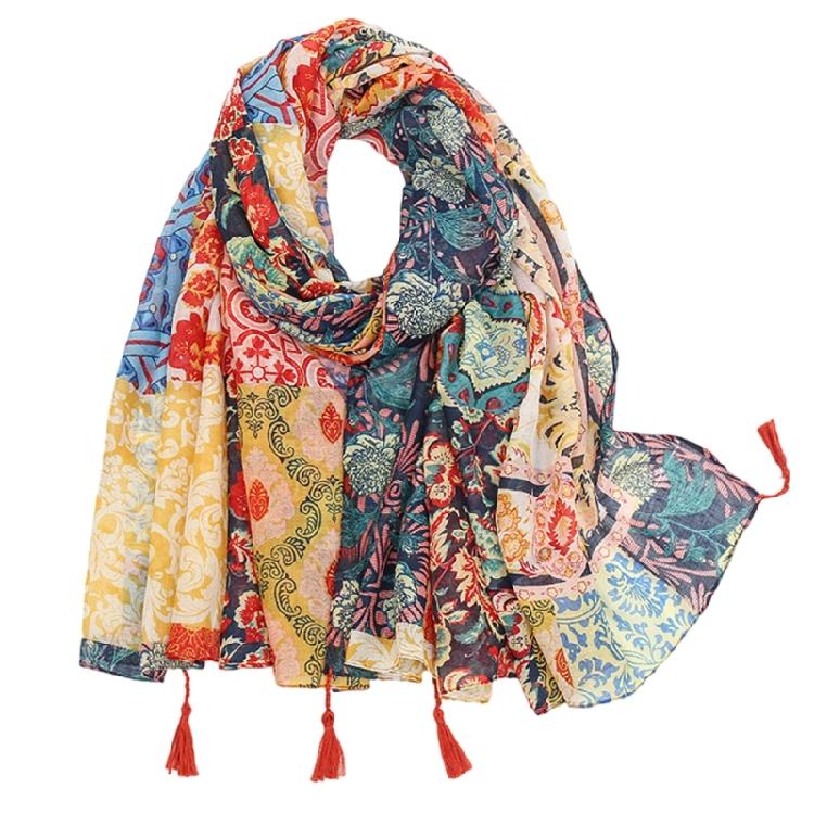 Elegant Scarf Shawl Unisex Floral Neckerchief Head Scarf Great for Outdoor 1