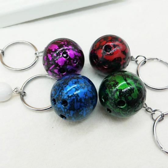 Fashion Bowling Ball Pendant Keychain Bag Car Hanging Ornament Key Ring Holder