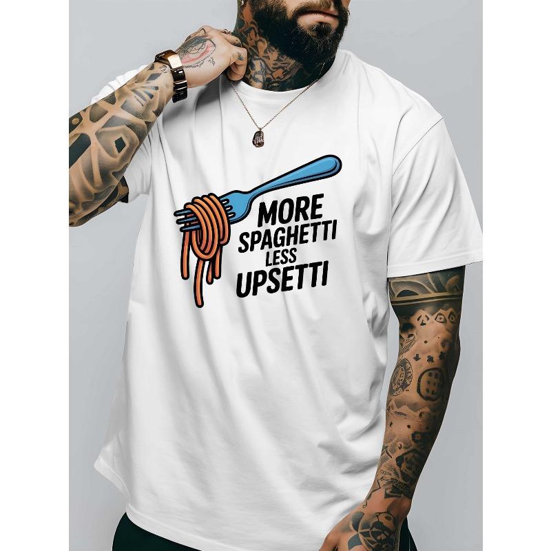 

Мужская смешная футболка с надписью - Принт Больше спагетти, меньше расстройств , Повседневная футболка с круглым вырезом и коротким рукавом для спортзала, тренировок по баскетболу и летних образов S белый